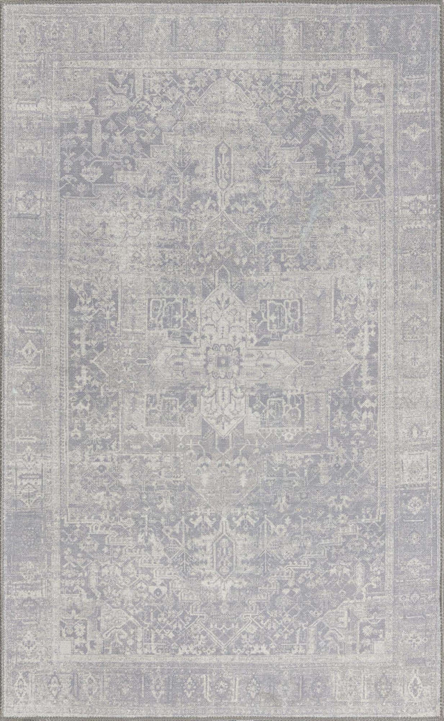 Washable Gray 3' 6 x 5' 6 Timeless Rectangle Area Rug Easy to Clean Stain Resistant & Durable Traditional Classic Vintage Design Carpet for Sale at Rug Engine