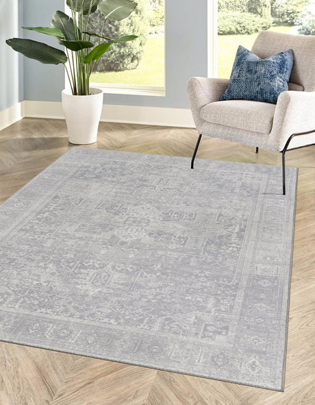 Washable Gray 3' 6 x 5' 6 Timeless Rectangle Area Rug Easy to Clean Stain Resistant & Durable Traditional Classic Vintage Design Carpet for Sale at Rug Engine
