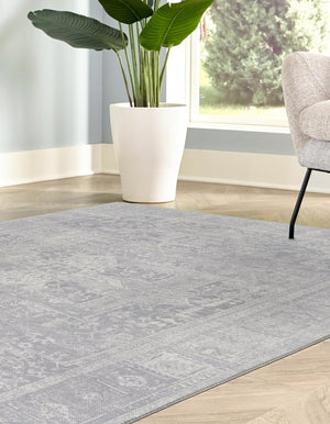 Washable Gray 2' x 3' Timeless Rectangle Area Rug Easy to Clean Stain Resistant & Durable Traditional Classic Vintage Design Carpet for Sale at Rug Engine