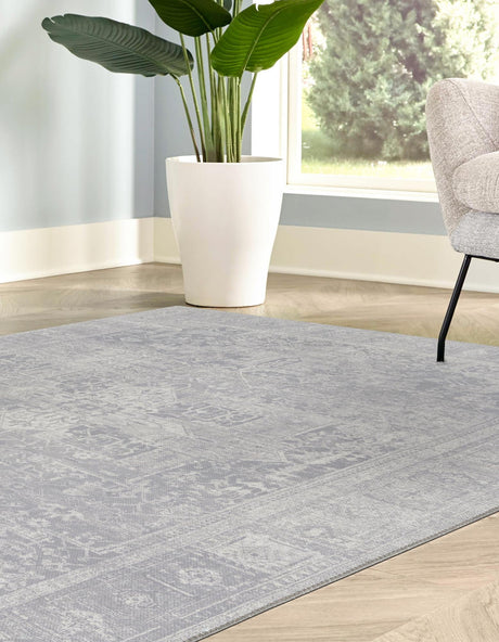 Washable Gray 3' 6 x 5' 6 Timeless Rectangle Area Rug Easy to Clean Stain Resistant & Durable Traditional Classic Vintage Design Carpet for Sale at Rug Engine