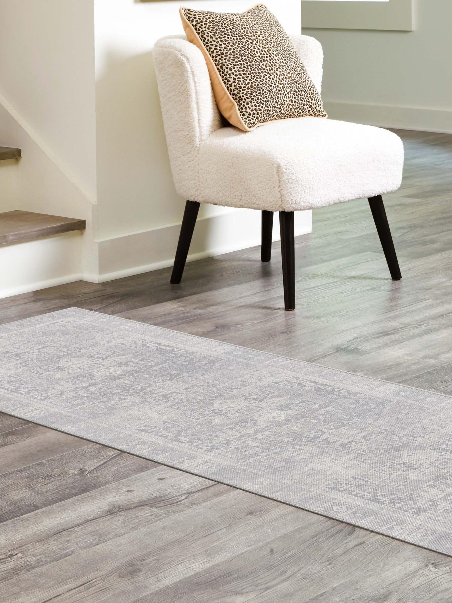 Washable Gray 2' 6 x 12' Timeless Runner Area Rug Easy to Clean Stain Resistant & Durable Traditional Classic Vintage Design Carpet for Sale at Rug Engine