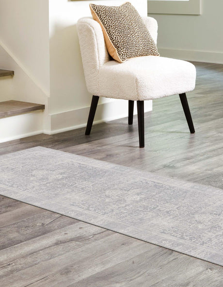 Washable Gray 2' 6 x 12' Timeless Runner Area Rug Easy to Clean Stain Resistant & Durable Traditional Classic Vintage Design Carpet for Sale at Rug Engine