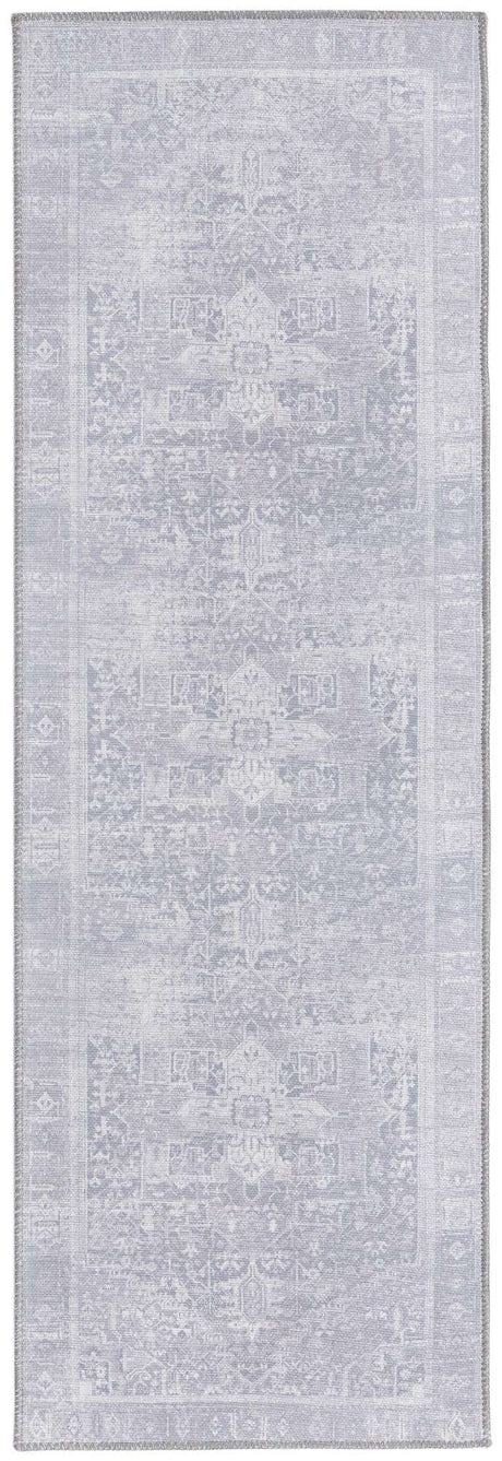 Washable Gray 2' x 6' Timeless Runner Area Rug Easy to Clean Stain Resistant & Durable Traditional Classic Vintage Design Carpet for Sale at Rug Engine