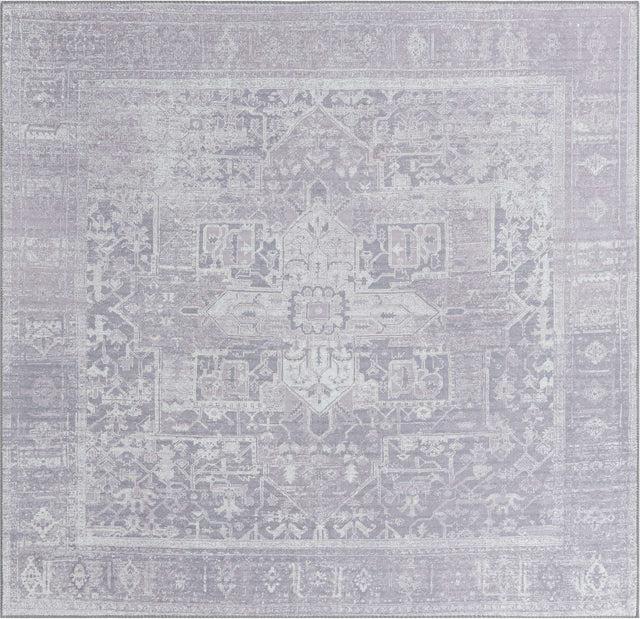 Washable Gray 7' 6 x 7' 6 Timeless Square Area Rug Easy to Clean Stain Resistant & Durable Traditional Classic Vintage Design Carpet for Sale at Rug Engine