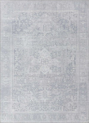 Washable Gray 7' 6 x 10' 6 Timeless Rectangle Area Rug Easy to Clean Stain Resistant & Durable Traditional Classic Vintage Design Carpet for Sale at Rug Engine
