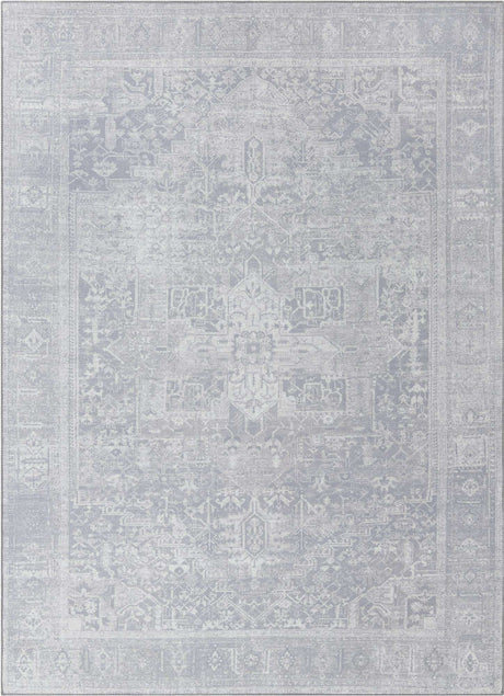 Washable Gray 7' 6 x 10' 6 Timeless Rectangle Area Rug Easy to Clean Stain Resistant & Durable Traditional Classic Vintage Design Carpet for Sale at Rug Engine