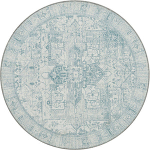 Washable Ivory 3' 6 x 3' 6 Timeless Round Area Rug Easy to Clean Stain Resistant & Durable Traditional Classic Vintage Design Carpet for Sale at Rug Engine