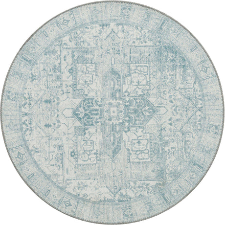 Washable Ivory 3' 6 x 3' 6 Timeless Round Area Rug Easy to Clean Stain Resistant & Durable Traditional Classic Vintage Design Carpet for Sale at Rug Engine