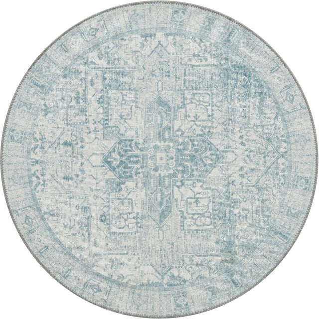 Washable Ivory 3' 6 x 3' 6 Timeless Round Area Rug Easy to Clean Stain Resistant & Durable Traditional Classic Vintage Design Carpet for Sale at Rug Engine