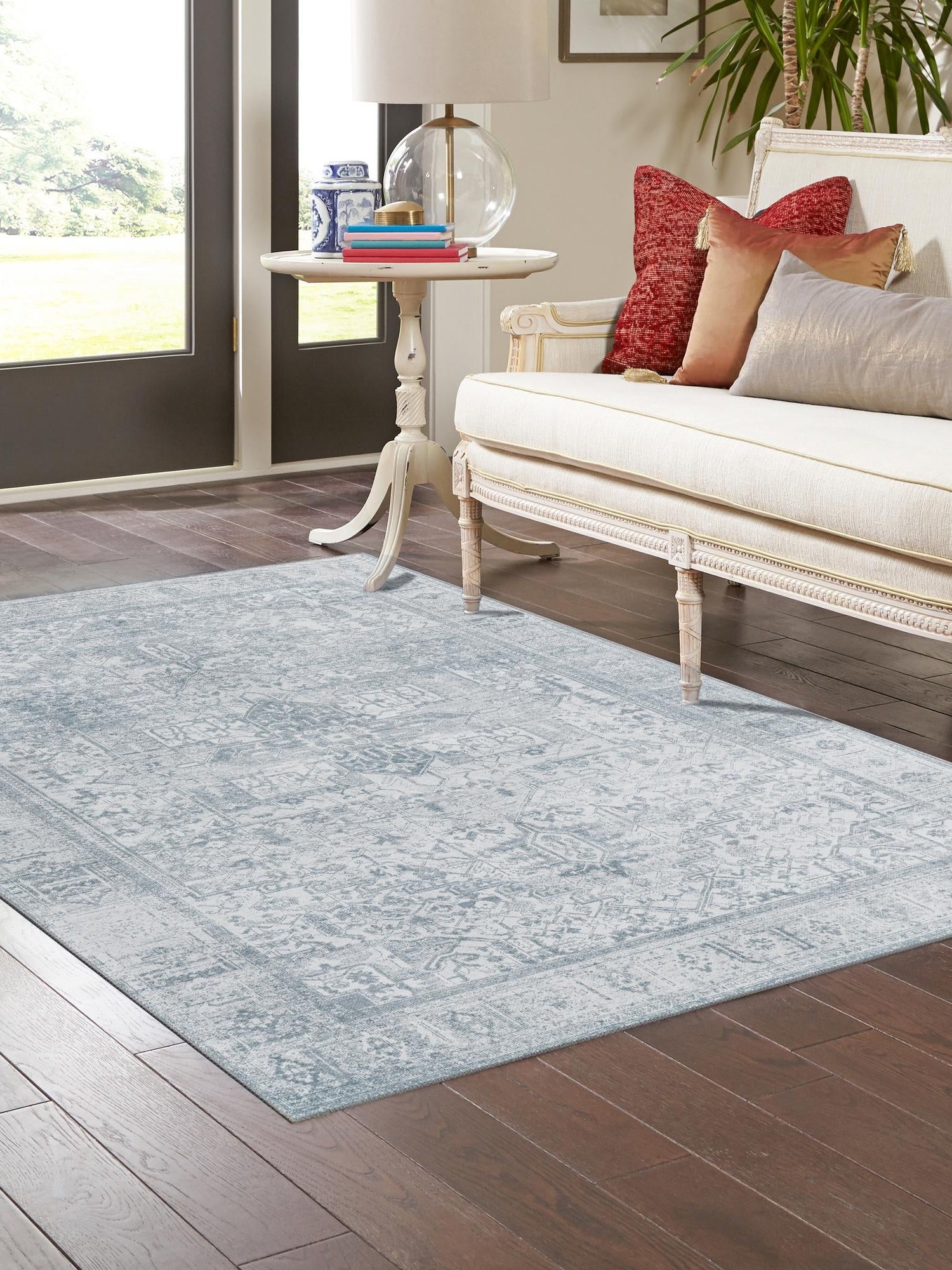 Washable Ivory 8' 4 x 12' Timeless Rectangle Area Rug Easy to Clean Stain Resistant & Durable Traditional Classic Vintage Design Carpet for Sale at Rug Engine