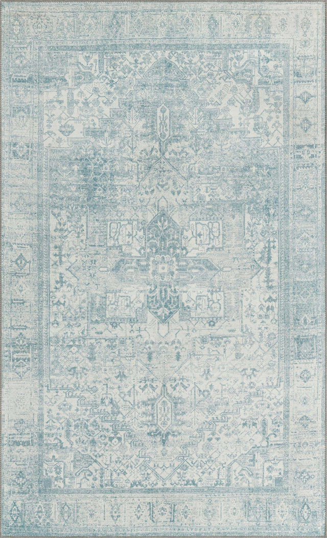 Washable Ivory 5' x 8' Timeless Rectangle Area Rug Easy to Clean Stain Resistant & Durable Traditional Classic Vintage Design Carpet for Sale at Rug Engine