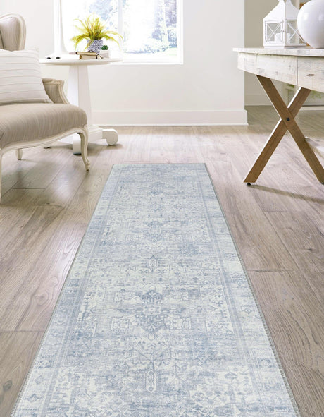 Washable Ivory 2' 6 x 12' Timeless Runner Area Rug Easy to Clean Stain Resistant & Durable Traditional Classic Vintage Design Carpet for Sale at Rug Engine