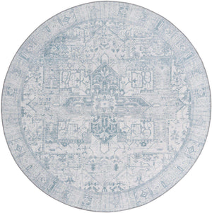 Washable Ivory 7' 6 x 7' 6 Timeless Round Area Rug Easy to Clean Stain Resistant & Durable Traditional Classic Vintage Design Carpet for Sale at Rug Engine