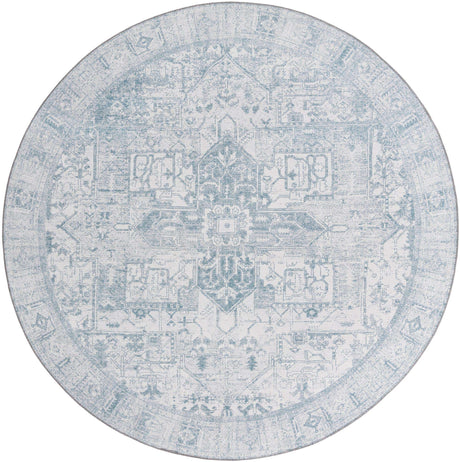 Washable Ivory 7' 6 x 7' 6 Timeless Round Area Rug Easy to Clean Stain Resistant & Durable Traditional Classic Vintage Design Carpet for Sale at Rug Engine