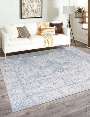 Washable Ivory 7' 6 x 7' 6 Timeless Square Area Rug Easy to Clean Stain Resistant & Durable Traditional Classic Vintage Design Carpet for Sale at Rug Engine