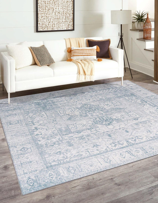 Washable Ivory 7' 6 x 7' 6 Timeless Square Area Rug Easy to Clean Stain Resistant & Durable Traditional Classic Vintage Design Carpet for Sale at Rug Engine