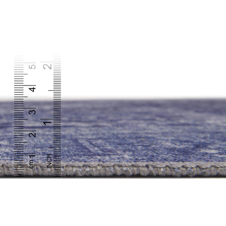 Washable Navy Blue 7' 6 x 7' 6 Timeless Round Area Rug Easy to Clean Stain Resistant & Durable