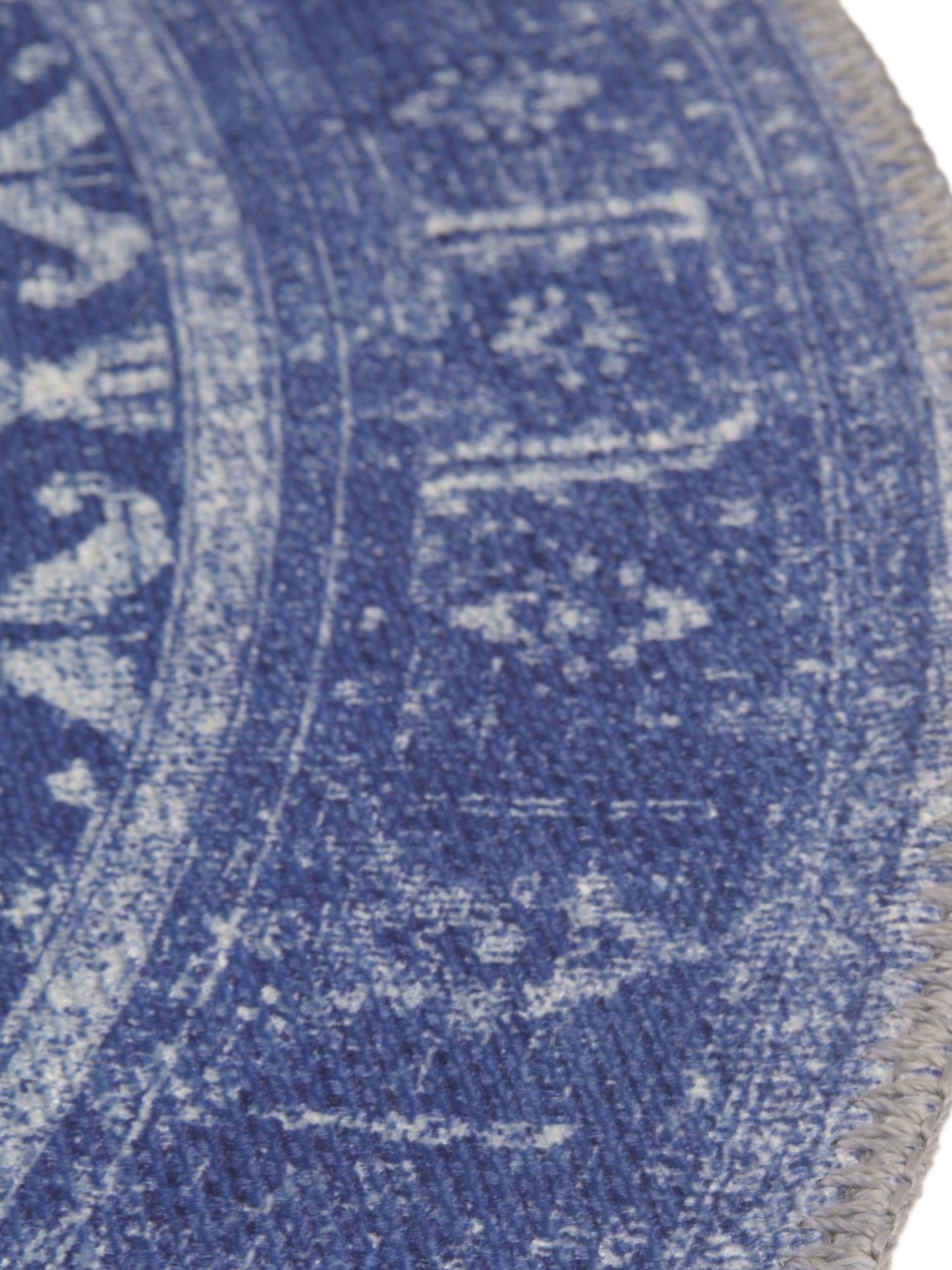 Washable Navy Blue 7' 6 x 7' 6 Timeless Round Area Rug Easy to Clean Stain Resistant & Durable