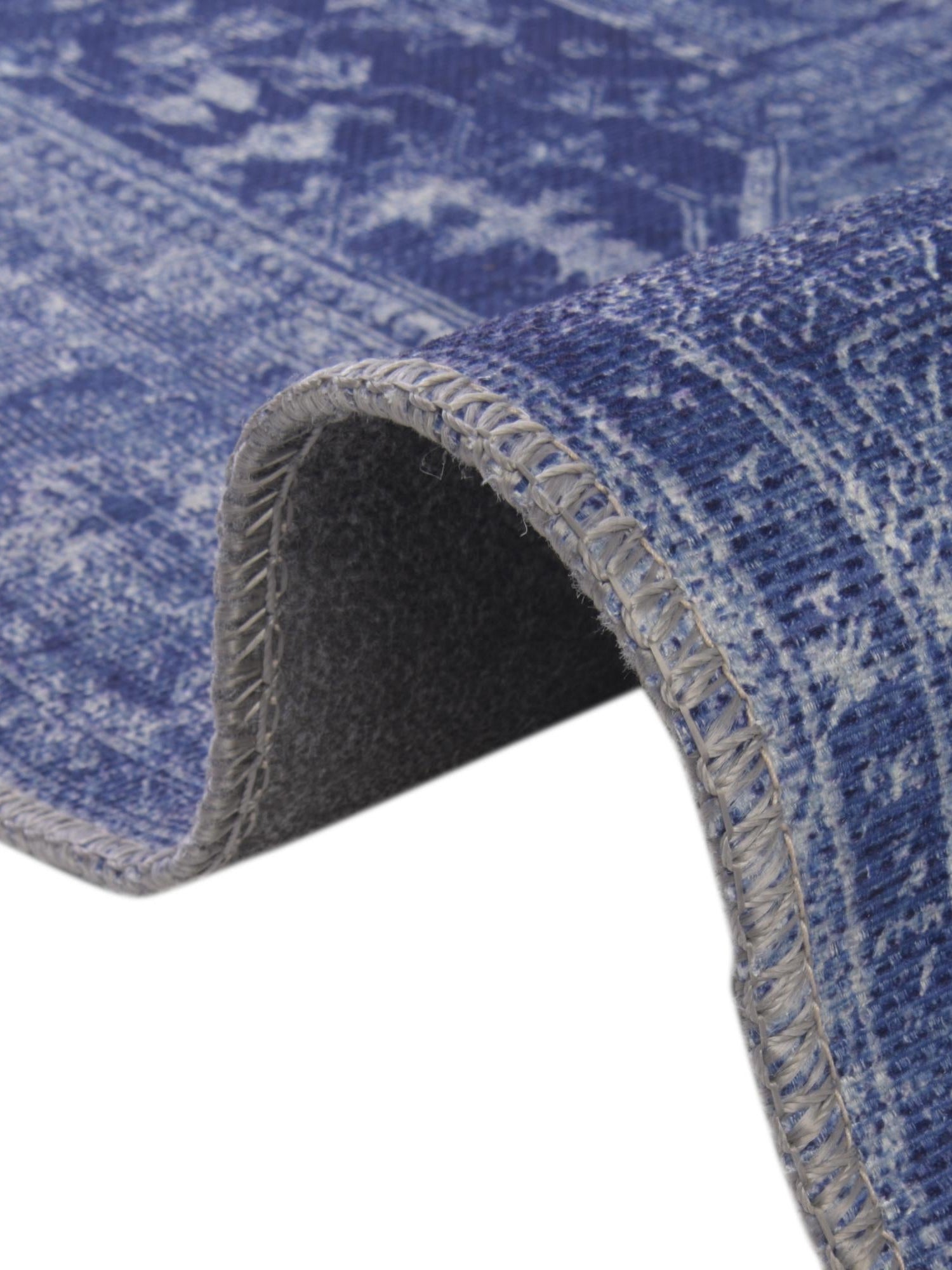 Washable Navy Blue 7' 6 x 7' 6 Timeless Round Area Rug Easy to Clean Stain Resistant & Durable