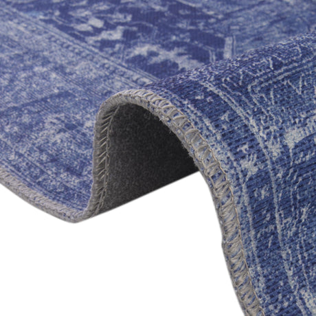 Washable Navy Blue 7' 6 x 7' 6 Timeless Round Area Rug Easy to Clean Stain Resistant & Durable