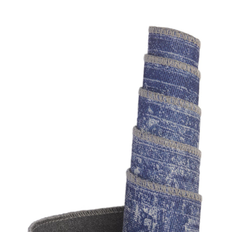 Washable Navy Blue 7' 6 x 7' 6 Timeless Round Area Rug Easy to Clean Stain Resistant & Durable