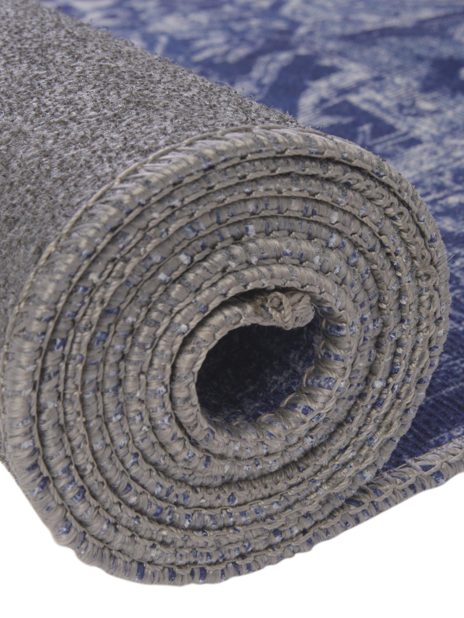 Washable Navy Blue 7' 6 x 7' 6 Timeless Round Area Rug Easy to Clean Stain Resistant & Durable