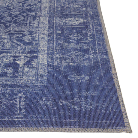 Washable Navy Blue 5' x 8' Timeless Rectangle Area Rug Easy to Clean Stain Resistant & Durable Traditional Classic Vintage Design Carpet for Sale at Rug Engine