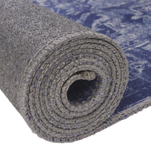Washable Navy Blue 7' 6 x 7' 6 Timeless Square Area Rug Easy to Clean Stain Resistant & Durable Traditional Classic Vintage Design Carpet for Sale at Rug Engine