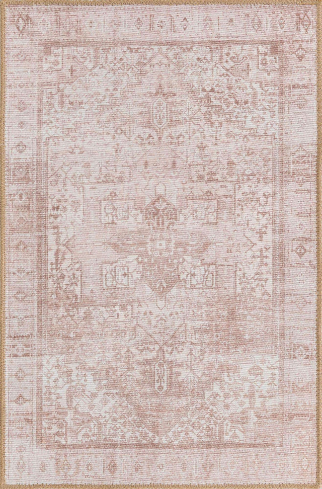 Washable Beige 2' x 3' Timeless Rectangle Area Rug Easy to Clean Stain Resistant & Durable Traditional Classic Vintage Design Carpet for Sale at Rug Engine