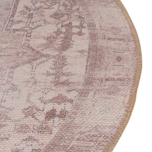 Washable Beige 7' 6 x 7' 6 Timeless Round Area Rug Easy to Clean Stain Resistant & Durable Traditional Classic Vintage Design Carpet for Sale at Rug Engine