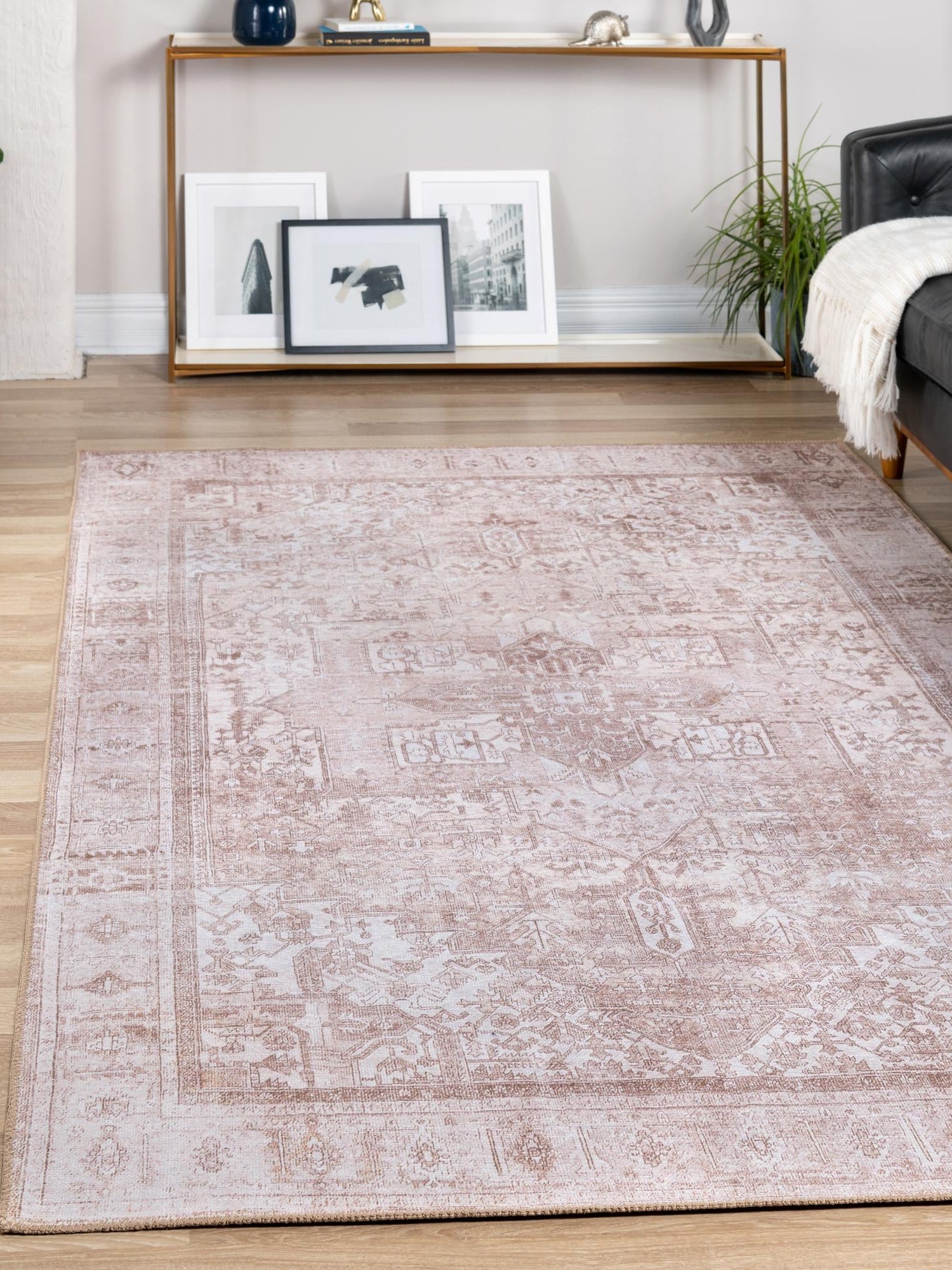 Washable Beige 2' x 3' Timeless Rectangle Area Rug Easy to Clean Stain Resistant & Durable Traditional Classic Vintage Design Carpet for Sale at Rug Engine