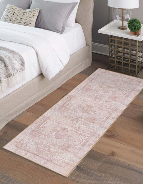 Washable Beige 2' x 6' Timeless Runner Area Rug Easy to Clean Stain Resistant & Durable Traditional Classic Vintage Design Carpet for Sale at Rug Engine