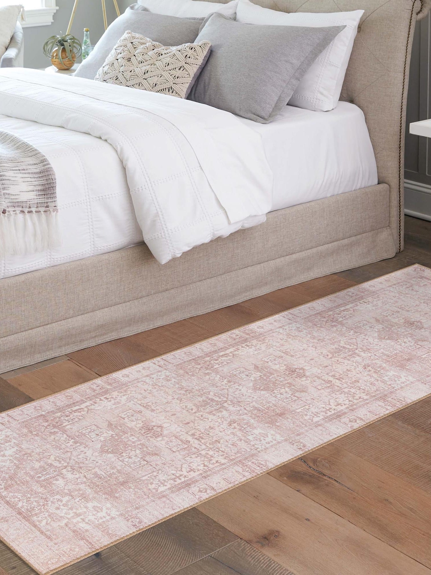 Washable Beige 2' x 6' Timeless Runner Area Rug Easy to Clean Stain Resistant & Durable Traditional Classic Vintage Design Carpet for Sale at Rug Engine