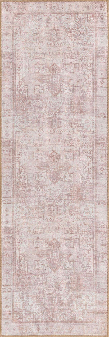 Washable Beige 2' x 6' Timeless Runner Area Rug Easy to Clean Stain Resistant & Durable Traditional Classic Vintage Design Carpet for Sale at Rug Engine