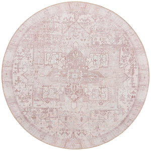 Washable Beige 7' 6 x 7' 6 Timeless Round Area Rug Easy to Clean Stain Resistant & Durable Traditional Classic Vintage Design Carpet for Sale at Rug Engine