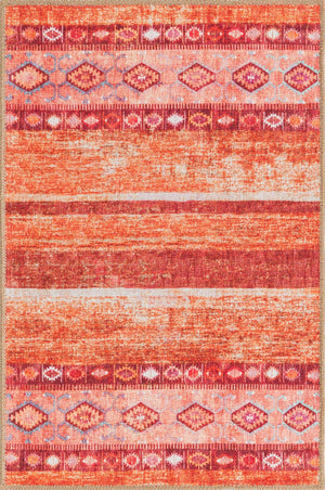 Washable Rust Red 2' x 3' Timeless Rectangle Area Rug Easy to Clean Stain Resistant & Durable Traditional Classic Vintage Design Carpet for Sale at Rug Engine