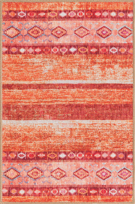 Washable Rust Red 2' x 3' Timeless Rectangle Area Rug Easy to Clean Stain Resistant & Durable Traditional Classic Vintage Design Carpet for Sale at Rug Engine