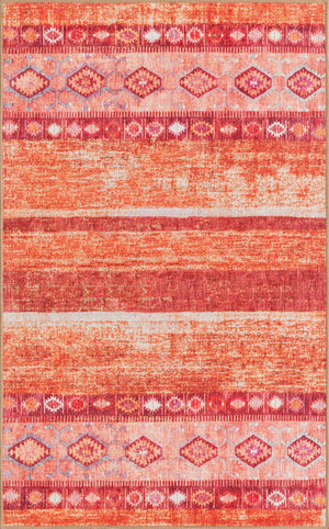 Washable Rust Red 3' 6 x 5' 6 Timeless Rectangle Area Rug Easy to Clean Stain Resistant & Durable Traditional Classic Vintage Design Carpet for Sale at Rug Engine
