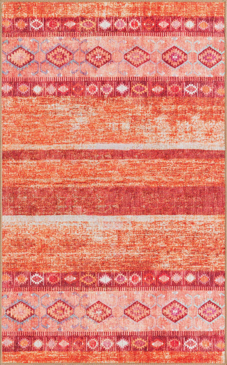 Washable Rust Red 3' 6 x 5' 6 Timeless Rectangle Area Rug Easy to Clean Stain Resistant & Durable Traditional Classic Vintage Design Carpet for Sale at Rug Engine