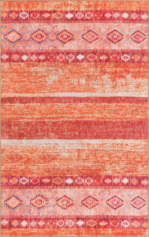 Washable Rust Red 5' x 8' Timeless Rectangle Area Rug Easy to Clean Stain Resistant & Durable Traditional Classic Vintage Design Carpet for Sale at Rug Engine