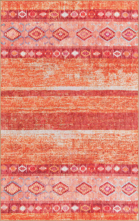 Washable Rust Red 5' x 8' Timeless Rectangle Area Rug Easy to Clean Stain Resistant & Durable Traditional Classic Vintage Design Carpet for Sale at Rug Engine