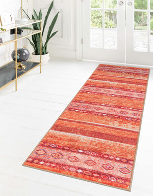 Washable Rust Red 2' x 6' Timeless Runner Area Rug Easy to Clean Stain Resistant & Durable Traditional Classic Vintage Design Carpet for Sale at Rug Engine