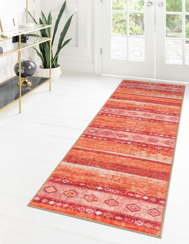 Washable Rust Red 2' 6 x 12' Timeless Runner Area Rug Easy to Clean Stain Resistant & Durable Traditional Classic Vintage Design Carpet for Sale at Rug Engine