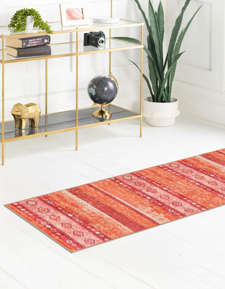 Washable Rust Red 2' x 6' Timeless Runner Area Rug Easy to Clean Stain Resistant & Durable Traditional Classic Vintage Design Carpet for Sale at Rug Engine