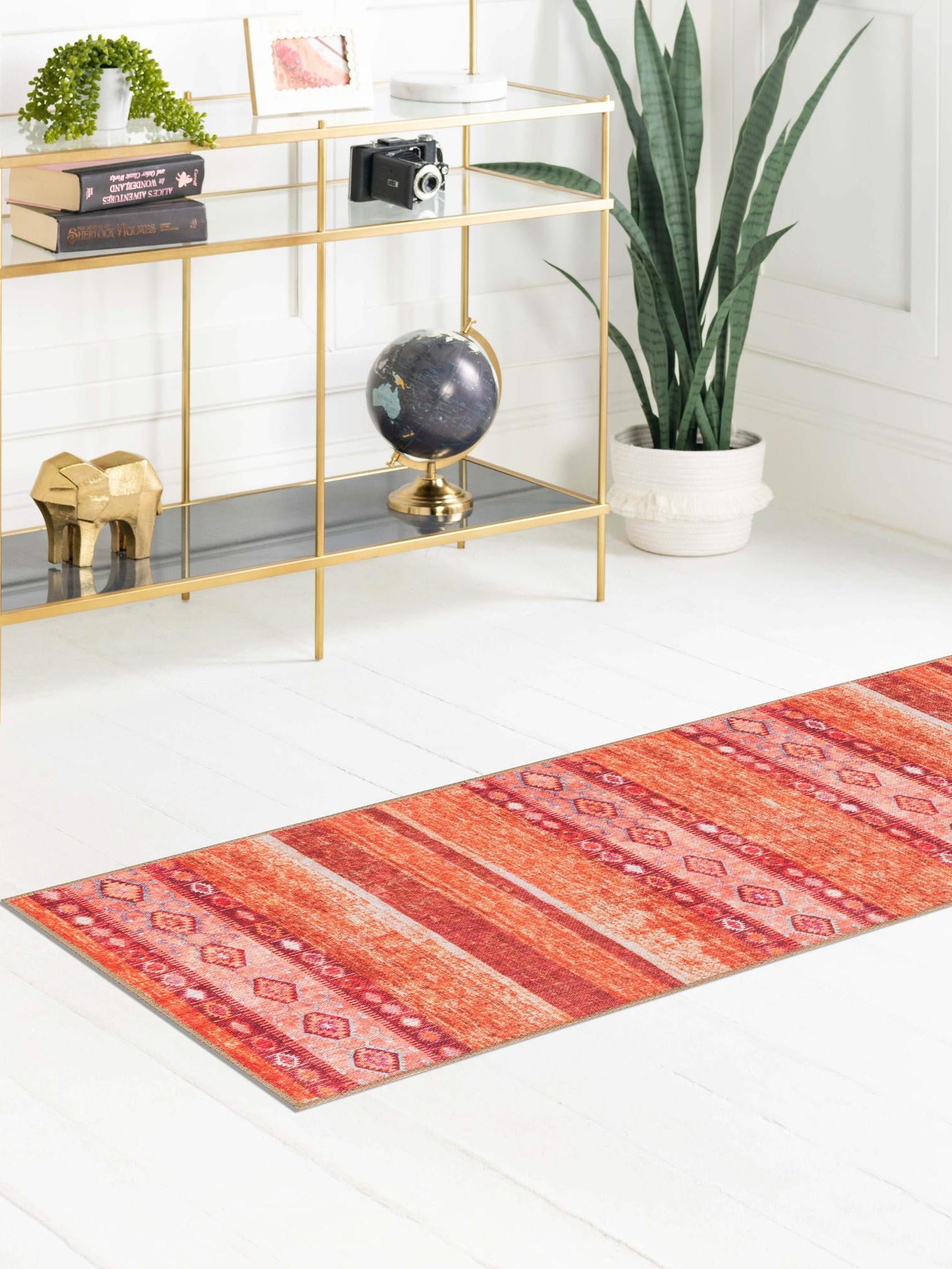 Washable Rust Red 2' 6 x 12' Timeless Runner Area Rug Easy to Clean Stain Resistant & Durable Traditional Classic Vintage Design Carpet for Sale at Rug Engine