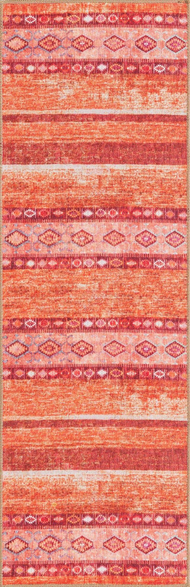 Washable Rust Red 2' x 6' Timeless Runner Area Rug Easy to Clean Stain Resistant & Durable Traditional Classic Vintage Design Carpet for Sale at Rug Engine