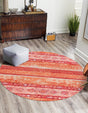 Washable Rust Red 3' 6 x 3' 6 Timeless Round Area Rug Easy to Clean Stain Resistant & Durable Traditional Classic Vintage Design Carpet for Sale at Rug Engine