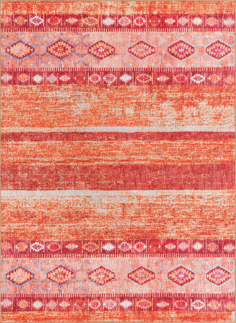 Washable Rust Red 7' 6 x 10' 6 Timeless Rectangle Area Rug Easy to Clean Stain Resistant & Durable Traditional Classic Vintage Design Carpet for Sale at Rug Engine