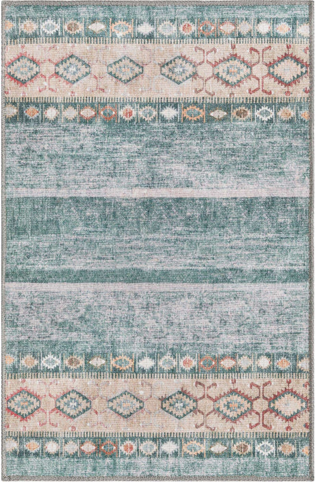 Washable Green 2' x 3' Timeless Rectangle Area Rug Easy to Clean Stain Resistant & Durable Traditional Classic Vintage Design Carpet for Sale at Rug Engine