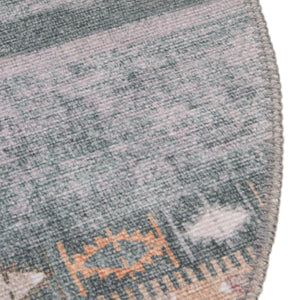 Washable Green 7' 6 x 7' 6 Timeless Round Area Rug Easy to Clean Stain Resistant & Durable Traditional Classic Vintage Design Carpet for Sale at Rug Engine